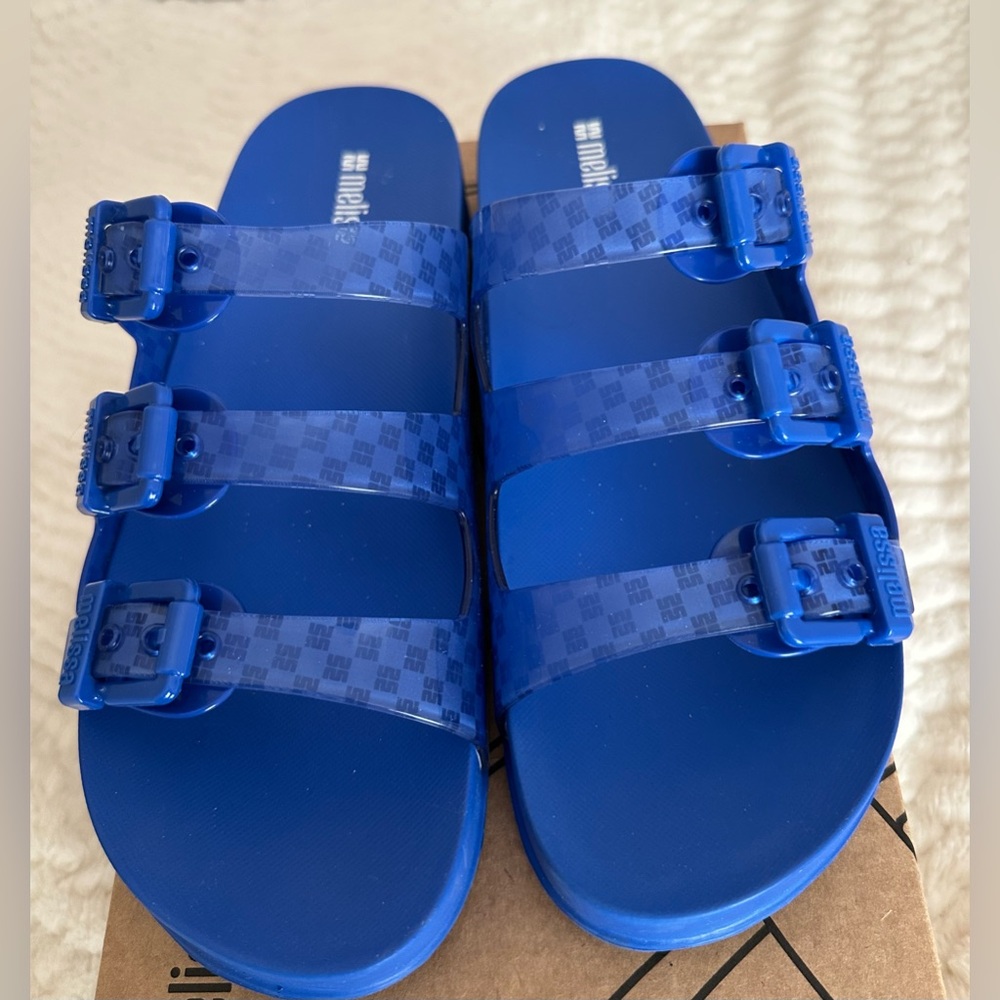 Melissa Blue Sandals with Modern Cage Design - Picture 2 of 7